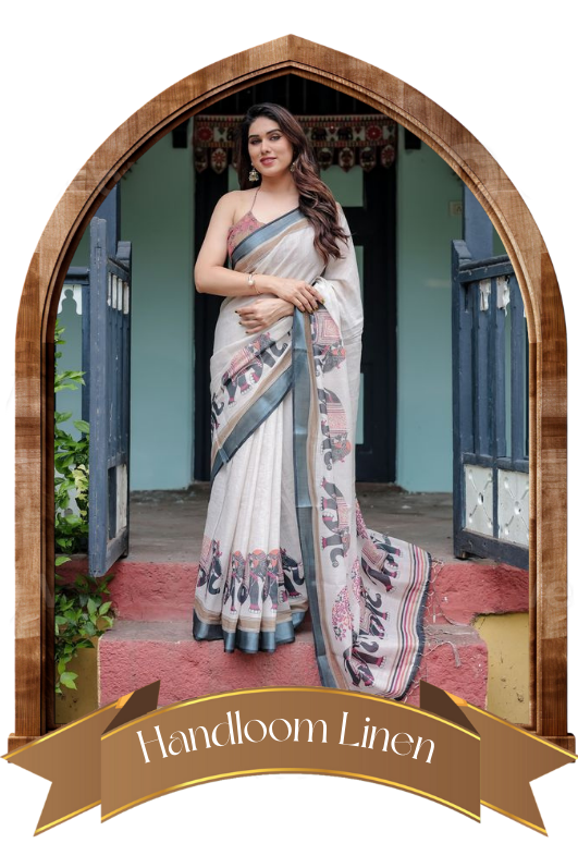 Stunning Handloom LInen Sarees