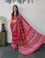 Maroon Modal Silk Ajrakh Print Saree with Traditional Elephant Motifs, Designer Pallu & Tassels | Festive & Ethnic Wear Saree
