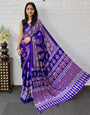 Royal Purple Modal Silk Ajrakh Print Saree with Elephant Motifs, Designer Pallu & Tassels | Festive & Ethnic Wear Saree