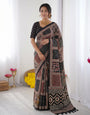 Black Modal Silk Saree with Tribal & Geometric Print | Designer Heritage Pallu Saree for Festive Wear