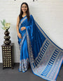 Royal Blue Modal Silk Saree with Heritage Paisley Pallu, Floral Border & Traditional Ethnic Prints