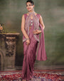 Dusty Mauve Designer Ready-to-Wear Saree with Embroidered Jacket & Sequined Blouse