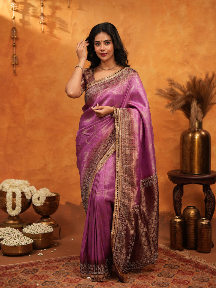 Royal Magenta Banarasi Silk Saree with Rich Zari Border & Traditional Woven Pallu | Designer Wedding & Festive Wear Saree