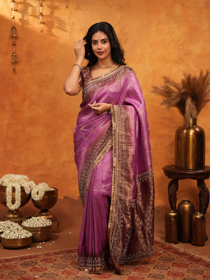 Royal Magenta Banarasi Silk Saree with Rich Zari Border & Traditional Woven Pallu | Designer Wedding & Festive Wear Saree