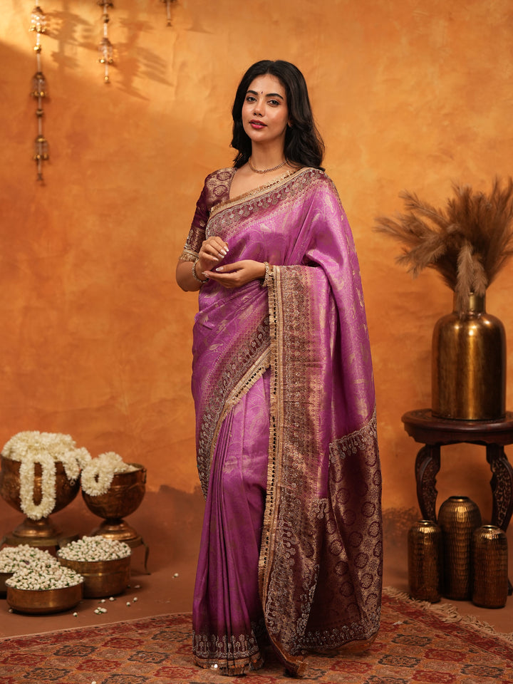 Royal Magenta Banarasi Silk Saree with Rich Zari Border & Traditional Woven Pallu | Designer Wedding & Festive Wear Saree