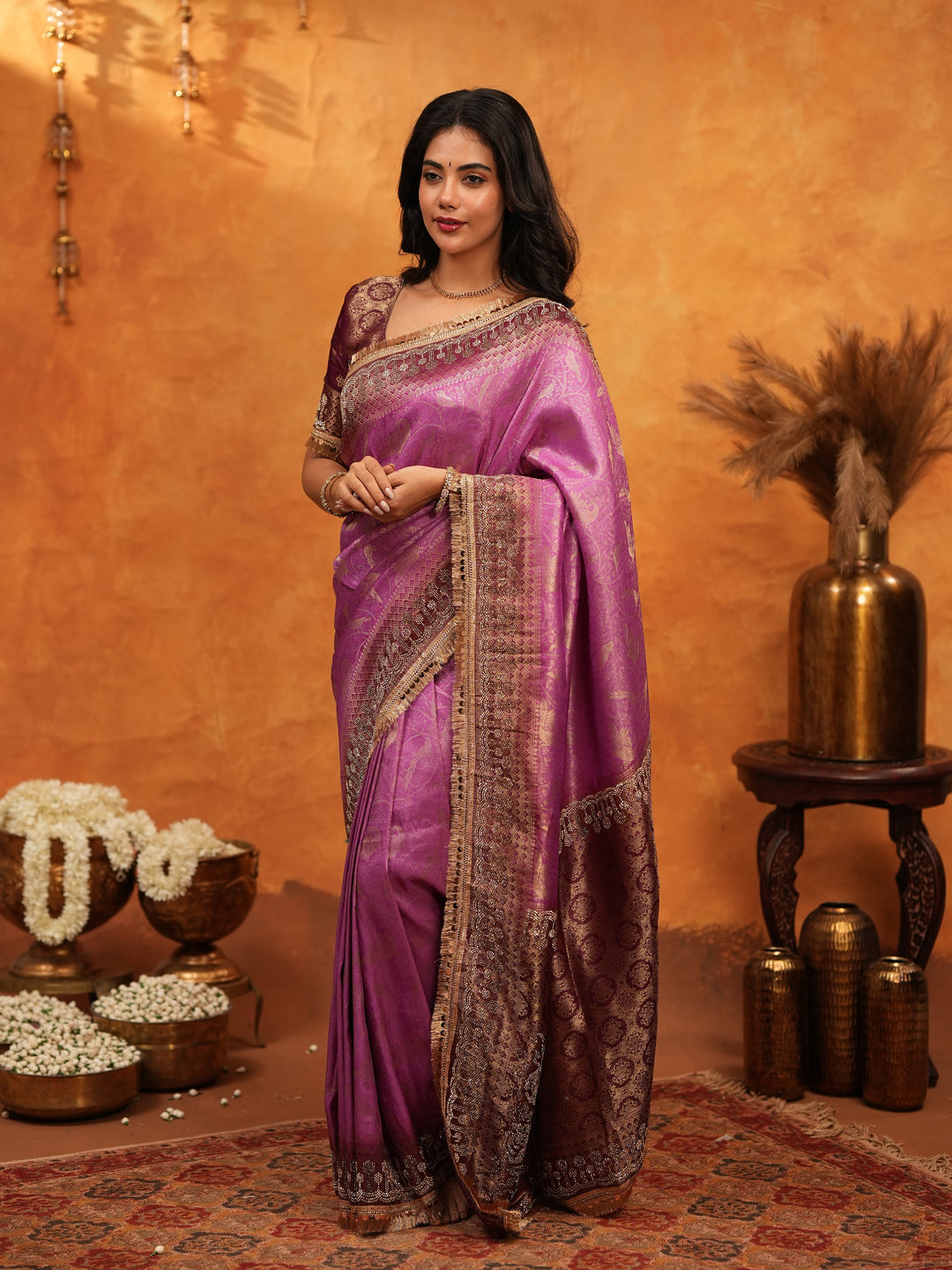 Royal Magenta Banarasi Silk Saree with Rich Zari Border & Traditional Woven Pallu | Designer Wedding & Festive Wear Saree