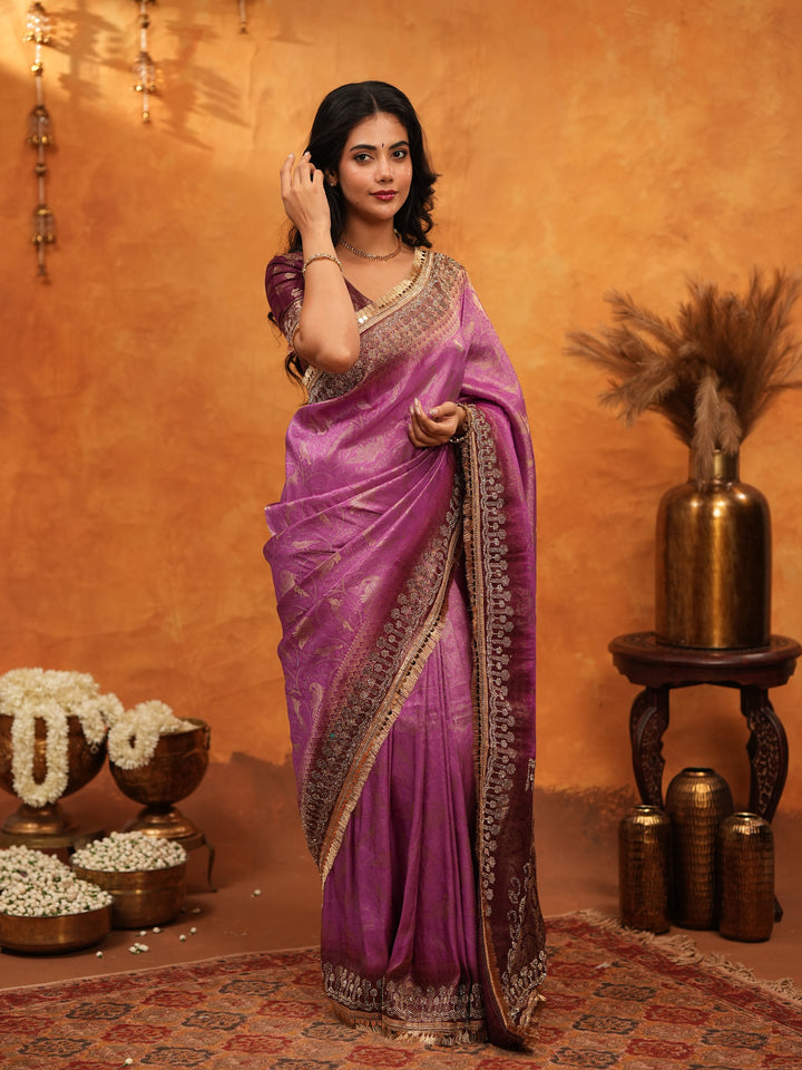 Royal Magenta Banarasi Silk Saree with Rich Zari Border & Traditional Woven Pallu | Designer Wedding & Festive Wear Saree