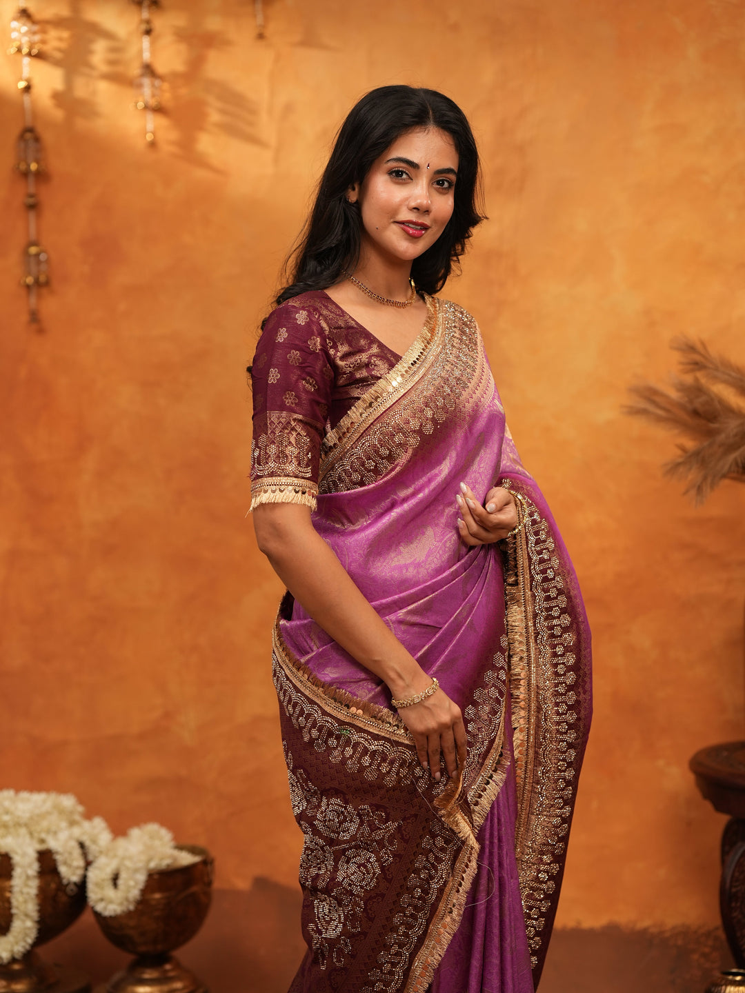 Royal Magenta Banarasi Silk Saree with Rich Zari Border & Traditional Woven Pallu | Designer Wedding & Festive Wear Saree