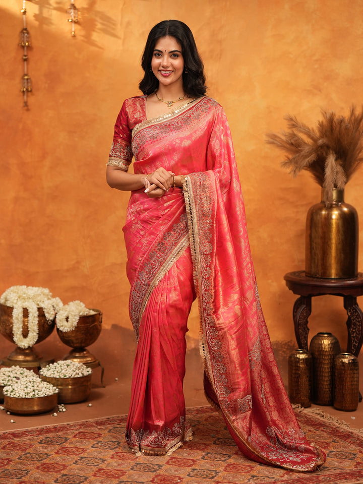 Royal Red Banarasi Silk Saree with Intricate Zari Border & Grand Woven Pallu | Designer Wedding & Festive Wear Saree