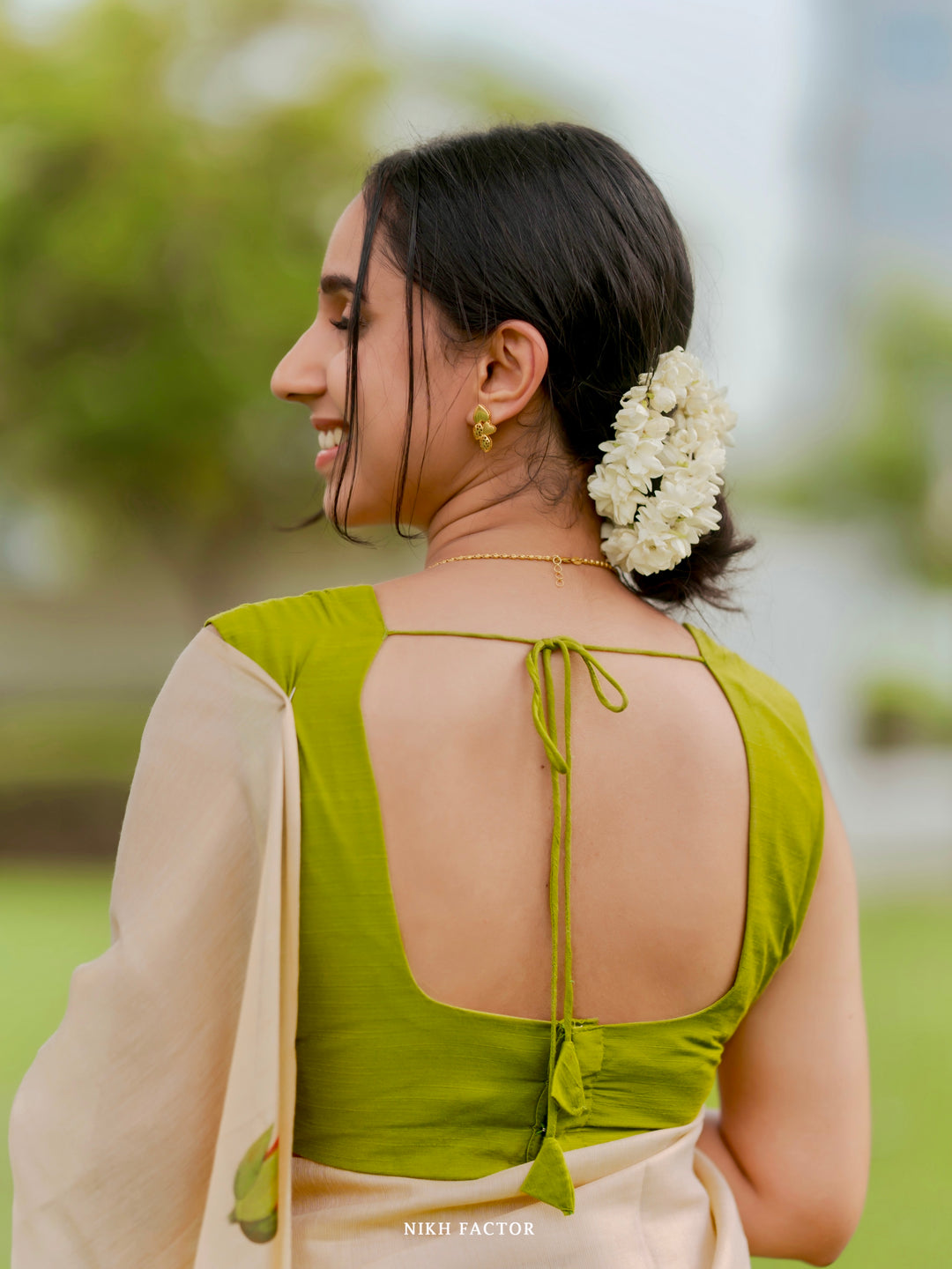 Royal Kasavu Lotus Print Saree with Shimmer Zari Weave, Statement Pallu & Tassels on Edges, Comes With Attached Blouse Piece