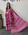 Plum Purple Modal Silk Saree with Elephant Motif Print & Heritage Designer Pallu | Traditional Festive Wear Saree
