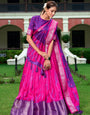 Pink & Purple Shibori Print Dola Silk Lehenga Choli with Zari Weaving Border ✨