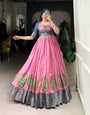 Pink Dola Silk Kalamkari Gown – A Fusion of Heritage & Modern Elegance ✨