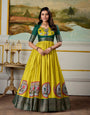Yellow Dola Silk Kalamkari Gown – A Royal Affair of Elegance & Tradition ✨