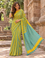 Handloom Erode Shimmer Saree with Dual-Tone Stripes, Contrast Pallu & Tassels