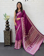Royal Magenta Modal Silk Saree with Heritage Paisley Pallu, Ornamental Border & Traditional Ethnic Print