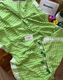Lime Green & White Checkered Mul Cotton Saree with Tassels & Blouse Piece