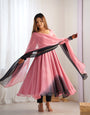 Pink & Black Ombre Pure Soft Fox Georgette Anarkali Set – Elegance with a Modern Twist ✨