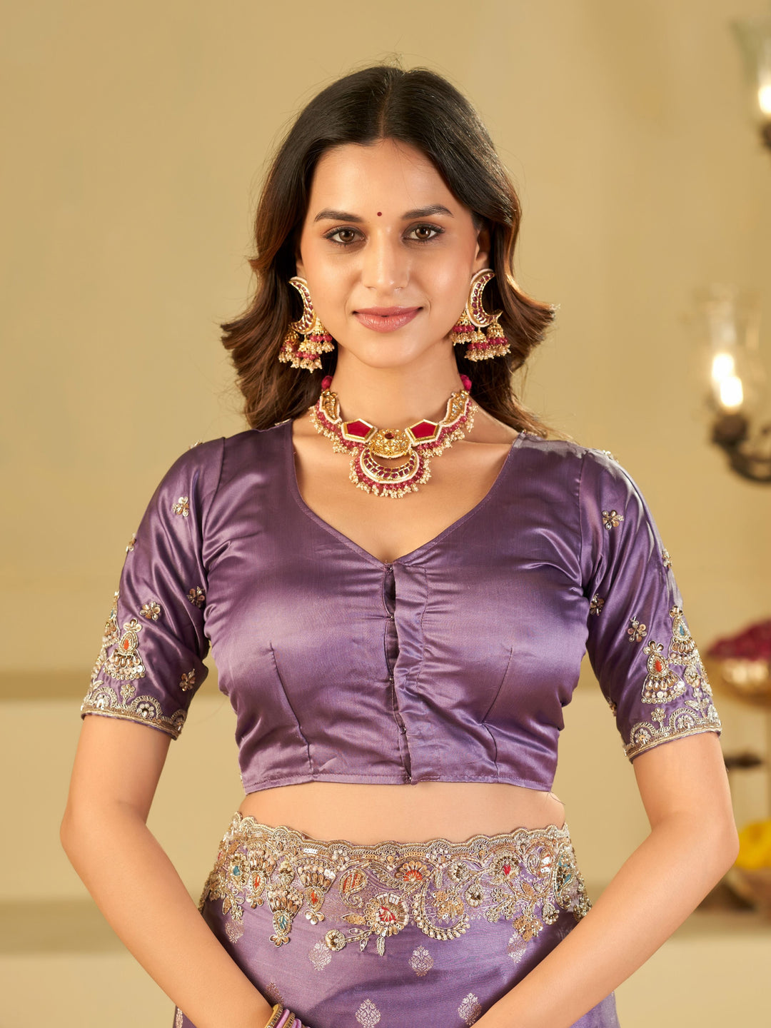 Lavender Purple Banarasi Silk Saree with Heavy Embroidered Border & Rich Zari Woven Pallu | Designer Festive Wedding Saree