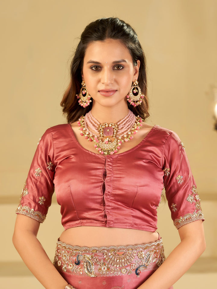Rose Pink Banarasi Silk Saree with Heavy Embroidered Scallop Border & Rich Zari Woven Pallu | Designer Wedding Festive Saree