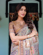 Coffee Brown Handloom Cotton Saree with Classical Art & Sacred Cow Pallu