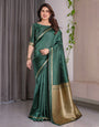 Emerald Green Soft Kanjivaram Silk Saree with Golden Zari Border & Rich Pallu | 5.5m Saree + 0.8m Blouse Piece