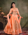 Peach Orange Embroidered Lehenga Set with Designer Blouse & Matching Dupatta