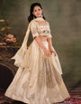 Ivory Cream Embroidered Lehenga Set with Designer Blouse & Matching Dupatta